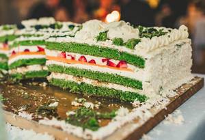 Colorful Spinach Cake With Cream