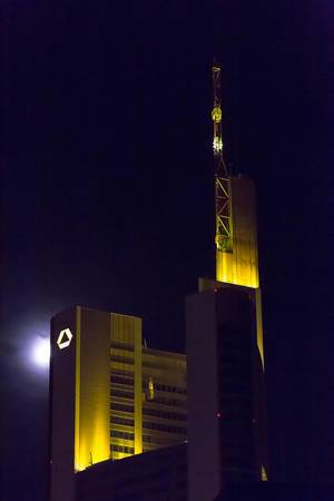 Commerzbank tower at night