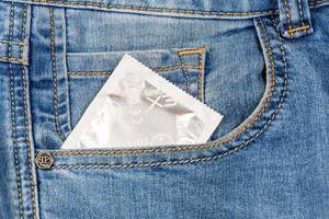 Condom in the pocket of men