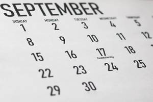 Constitution Day and Citizenship Day September 17 at white monthly calendar