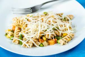 Cooked Vegetables with Pasta and Grated Cheese