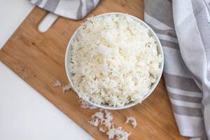 Cooked White Basmati Rice in a White bowl  (Flip 2019)