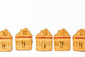 Cookies are small houses on a white background