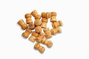 Corks from Champagne on white background