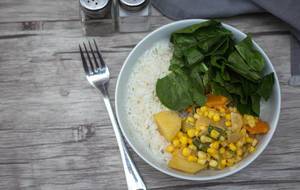 Corn Stew with Spinach and Rice  Top View