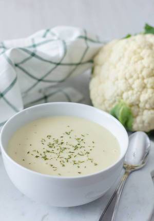 Cream of Cauliflower in a White Bowl