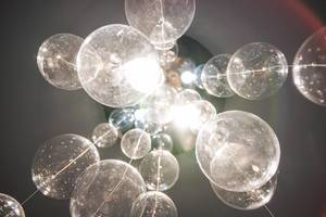 Creative shot of hanging plastic ball lighting