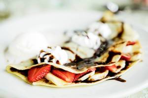 Crepes with strawberries and bannana