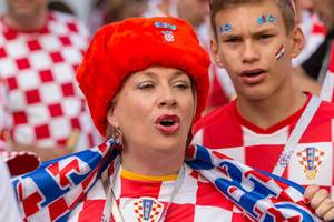 Croatian soccer fans celebrating before the finals