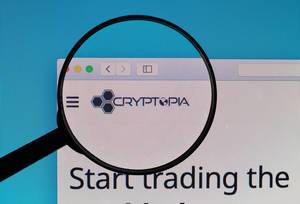 Cryptopia logo under magnifying glass
