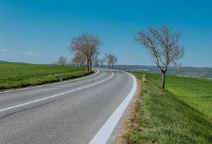 Curved country road in South Moravian region