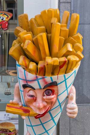 Das Maskottchen der Pommesbude Frituur de Parade in Venlo