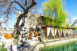 Das Restaurant des Lyabi-House Hotels mit Pool und Weidenbaum in Buchara, Usbekistan