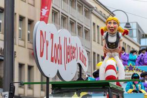 Der Zugleiter-Wagen von Alexander Dieper mit dem Mädchen mit blonden Zöpfen - Kölner Karneval 2018