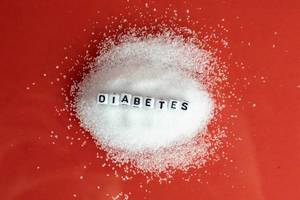 Diabetes text on sugar