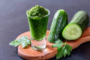 Diet smoothie with cucumber and herbs