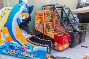 Different arcade game machines for kids at Afytos Park