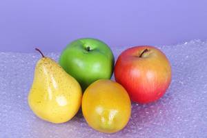 DIfferent fruits on bubble wrap