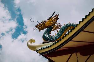 Dragon statue design in a Chinese temple