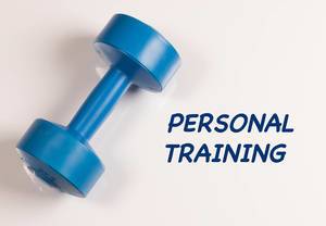 Dumbbell with personal training text