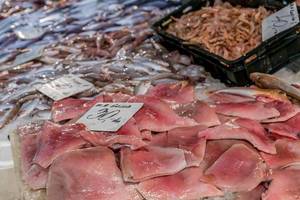 Eagle ray fillets and other fisheson fish market