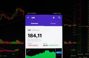 Ein Smartphone zeigt den Linde plc Marktwert