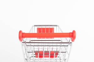 Empty red shopping cart