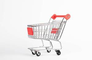 Empty supermarket shopping cart