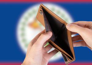 Empty Wallet with Flag of Belize. Recession and Financial Crisis to come with more debt and federal budget deficit?
