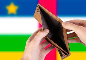 Empty Wallet with Flag of Central African Republic. Recession and Financial Crisis to come with more debt and federal budget deficit?