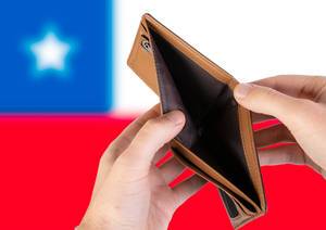 Empty Wallet with Flag of Chile. Recession and Financial Crisis to come with more debt and federal budget deficit?