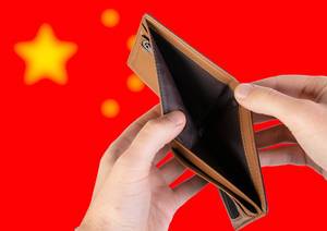 Empty Wallet with Flag of China. Recession and Financial Crisis to come with more debt and federal budget deficit?