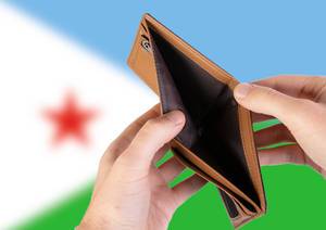 Empty Wallet with Flag of Djibouti. Recession and Financial Crisis to come with more debt and federal budget deficit?