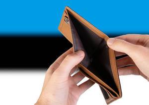 Empty Wallet with Flag of Estonia. Recession and Financial Crisis to come with more debt and federal budget deficit?