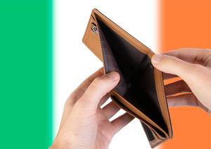 Empty Wallet with Flag of Ireland. Recession and Financial Crisis to come with more debt and federal budget deficit?
