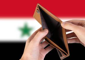 Empty Wallet with Flag of Syria. Recession and Financial Crisis to come with more debt and federal budget deficit?