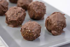 Energy Balls with Chocolate Glaze on the plate