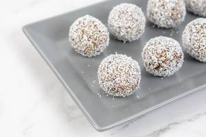 Energy Balls with Date Palm fruits Almonds Walnuts and Coconut
