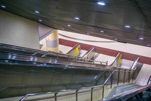 Escalators and Stairs at a Metro Station in Kuala Lumpur