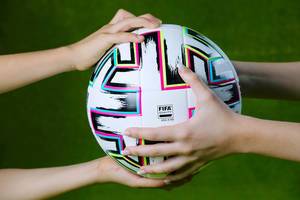 Euro 2020 official ball, Uniforia, in hands of supporters