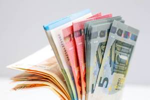 Euro Money on a White Background Close-Up