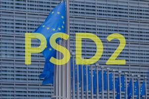 European flags with yellow PSD2 text
