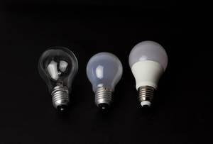 Evolution of light bulbs, with black background