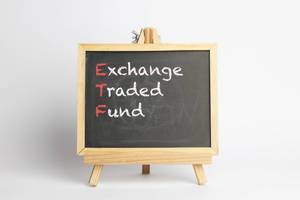 Exchange Traded Fund text on chalkboard