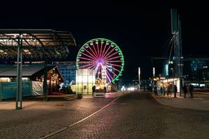 Ferris wheel at Christmas market in Leipzig, Germany