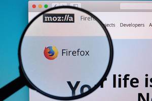 Firefox logo under magnifying glass