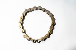 Flat lay of bicycle chain