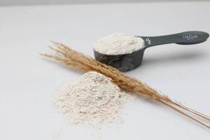 Flour with Wheat on a White Background