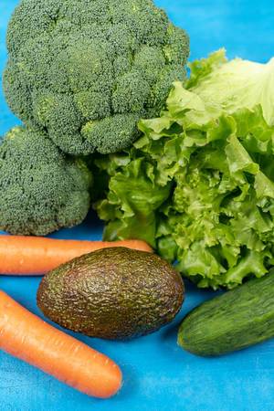 Fresh Carrots, Avocado, Broccoli, Lettuce and Cucumber