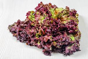 Fresh purple lettuce on white wooden background (Flip 2019)